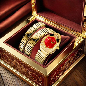 Elegant Ladies' Red Snake Shaped Strap, Personalized and Elegant High-End Quartz Watches - Perfect Gifts